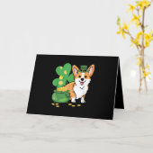コーギー聖パトリックの日 Leprechaun帽子 カード (黄色い花)