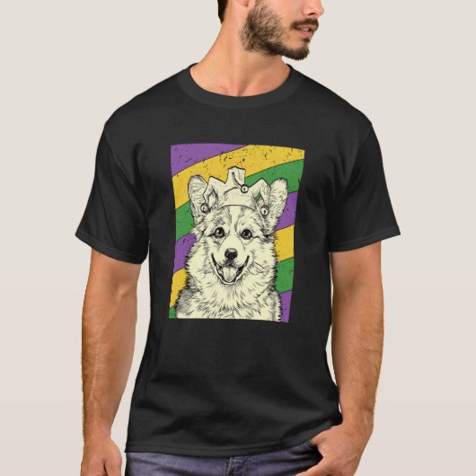 コーギー道化師のマルディグラドッグママ・パパ Tシャツ (正面)