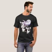 コーギー3匹満月オオカミパロディ S Tシャツ (正面フル)