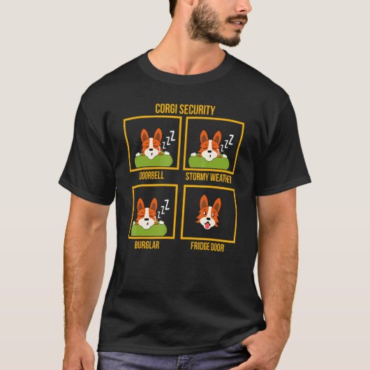 コーギー のんびり警備犬 Tシャツ (正面)