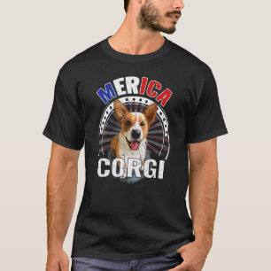 コーギー アメリカ国旗 7月4日 Tシャツ