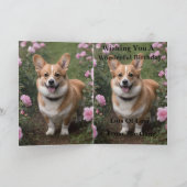 コーギー イン ピンク ローズ、誕生日カード カード (内部)