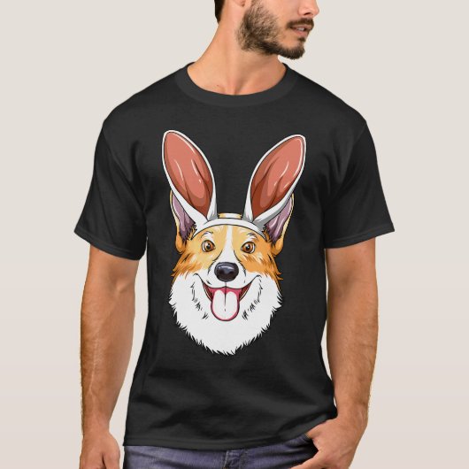 コーギー イースター うさぎ 耳 コーギー Tシャツ (正面)