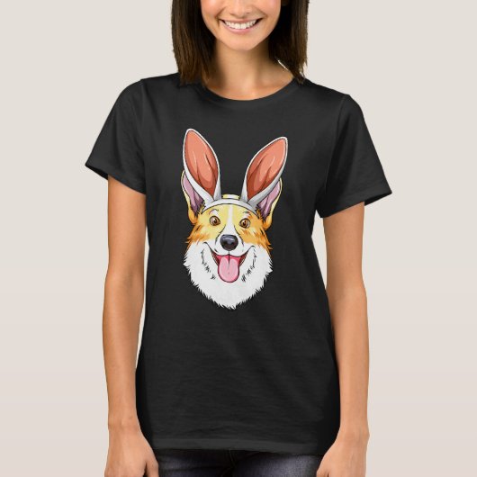 コーギー イースター うさぎ 耳 コーギー Tシャツ (正面)