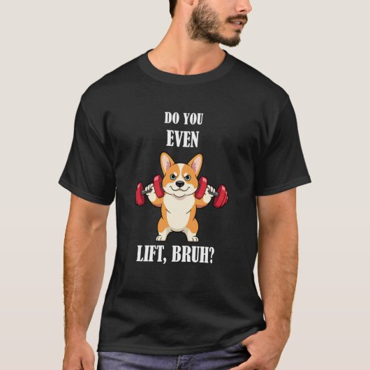 コーギー ウェイトリフティング Tシャツ トレーニング ジム 持ち上げる (正面)