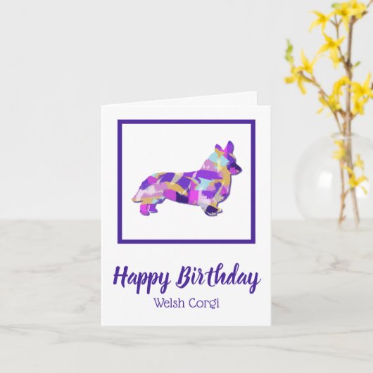 コーギー ウェルシュドッグ シルエット かわいい PPY&B 誕生日 カード (黄色い花)