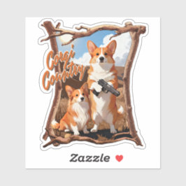 コーギー・カントリー - 楽しいコーギーのTシャツ, ラスティックアメリカナ シール