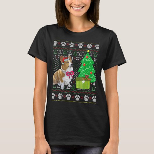 コーギー クリスマスの醜い犬 Tシャツ (正面)