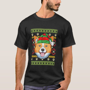 コーギー クリスマスエルフ 面白い おかしい クリスマス デザイン 犬のエルフ Tシャツ