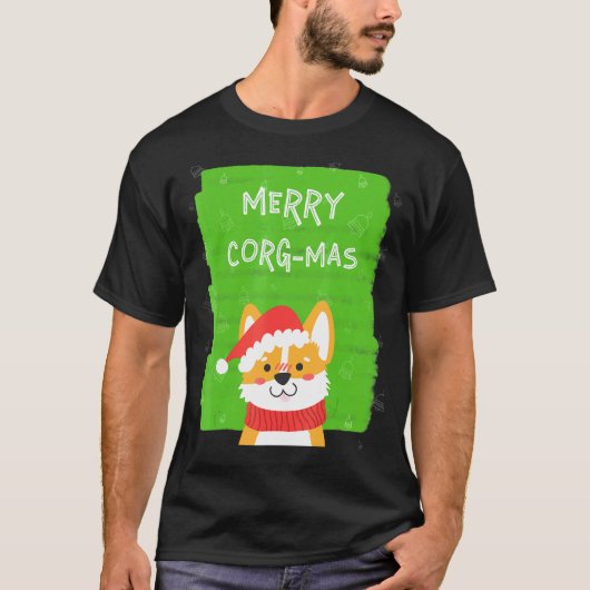 コーギー クリスマス メリーコーグマス Tシャツ (正面)