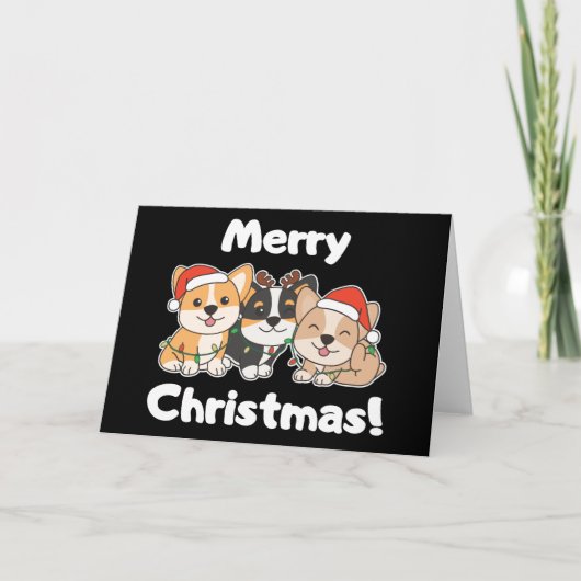 コーギー クリスマス 動物 かわいい 犬 メリークリスマス (正面)