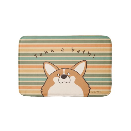コーギー "コギたま(レッド)" -Retro- バスマット (正面)