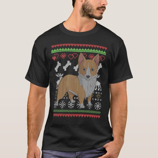 コーギー サンタクロース クリスマス パターン Xmas Tシャツ (正面)