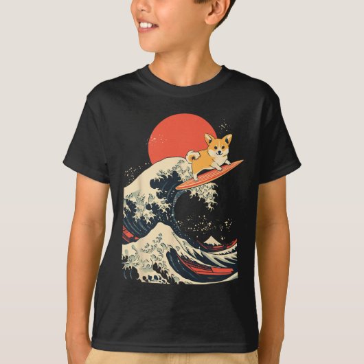 コーギー サーフィン 和波 _1 Tシャツ (正面)