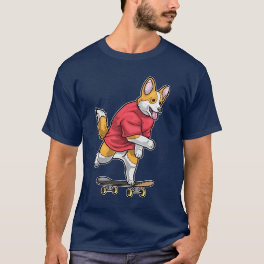 コーギー スケーター スケートボード Tシャツ (正面)