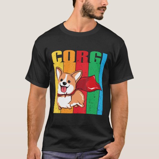 コーギー スーパーヒーロー T わんこ Tシャツ (正面)