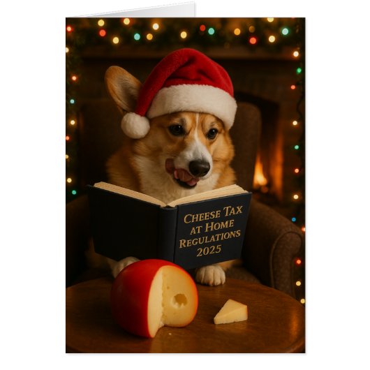 コーギー「チーズ税」クリスマスカード (正面)