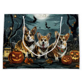 コーギー ハロウィン おばけ ラージペーパーバッグ (正面)