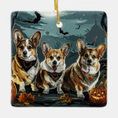 コーギー ハロウィン スプーキー セラミックオーナメント (正面)
