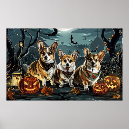 コーギー ハロウィン スプーキー ポスター (正面)