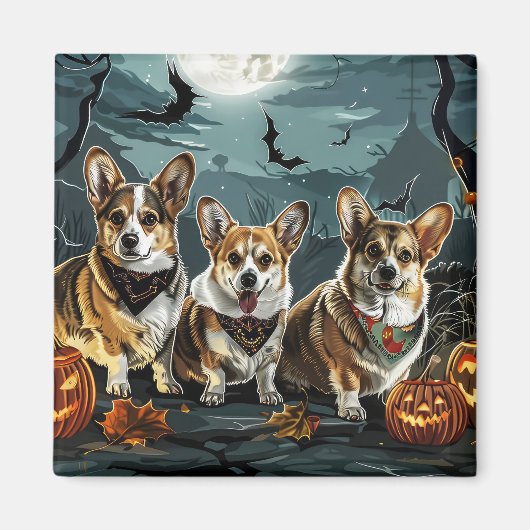 コーギー ハロウィン スプーキー マグネット (正面)