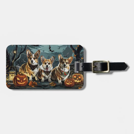 コーギー ハロウィン スプーキー ラゲッジタグ (正面横)