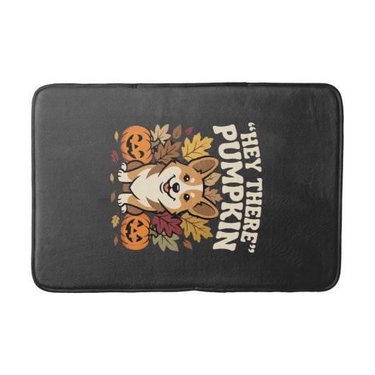 コーギー ハロウィン ハイ・ゼア・パンプキン デザイン バスマット (正面)
