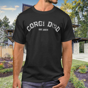 コーギー・パパ ハート・パウ・ダストレスホワイト Tシャツ