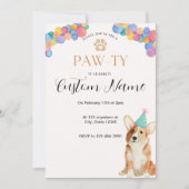 コーギー・パーティー 誕生日招待状 招待状 (正面)