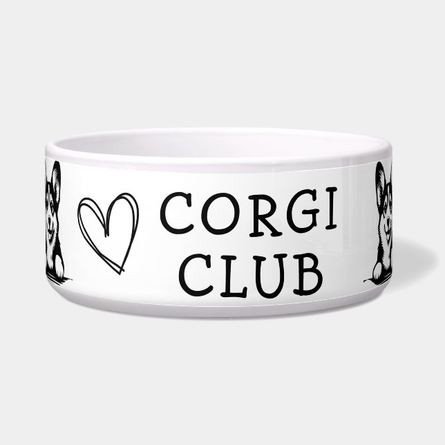 コーギー ブラック＆ホワイト テーマ ボウル (正面)