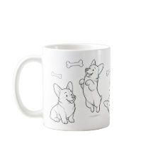コーギー マグカップ かわいい手描きの犬 コーヒー マグ