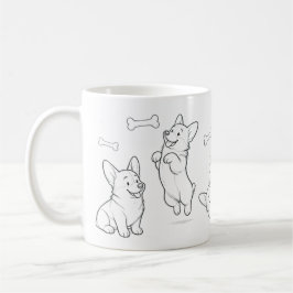 コーギー マグカップ かわいい手描きの犬 コーヒー マグ