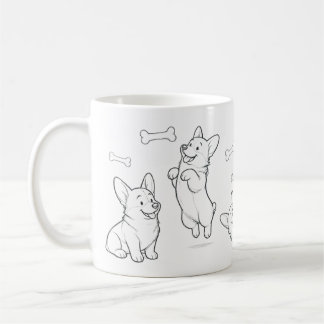 コーギー マグカップ かわいい手描きの犬 コーヒー マグ