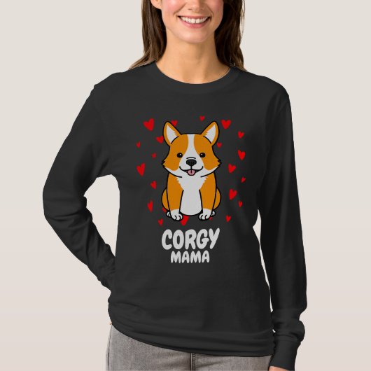 コーギー ママ おもしろいコーギー ママ クレイジー ドッグ Tシャツ (正面)