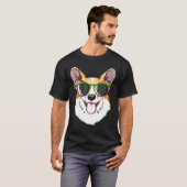 コーギー マルディグラ カーニバル マスク コーギー Tシャツ (正面フル)