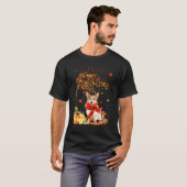 コーギー メープルツリー 感謝祭 かわいい犬 紅葉 Tシャツ (正面フル)