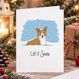 コーギー レット・イット・スノー かわいい犬 白いクリスマス オーダーメイド シーズンカード