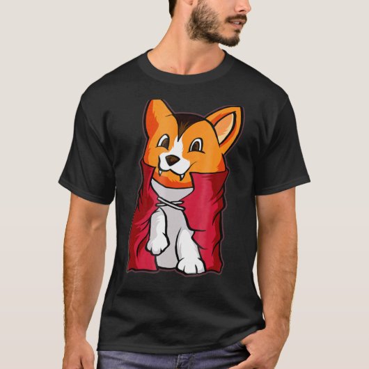 コーギー ヴァンパイア かわいい ヴァンパイア ハロウィン Tシャツ (正面)