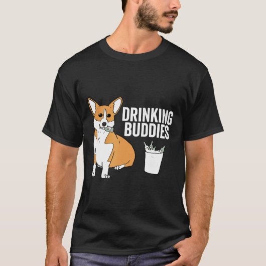 コーギー 呑み友達 犬 Tシャツ (正面)