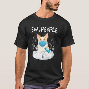 コーギー 嫌だ 人々 犬 手 洗う マスクをする Tシャツ