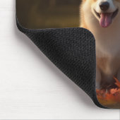 コーギー 子犬の秋の喜び パンプキン マウスパッド (コーナー)