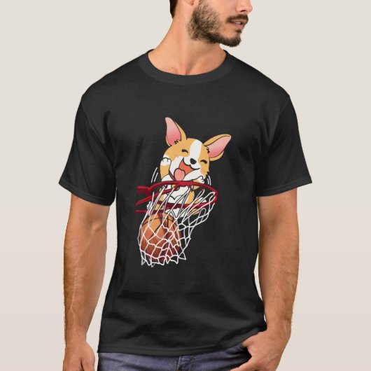 コーギー 子犬 コーギーのバスケットボール ペット愛好家 女性用 Tシャツ (正面)