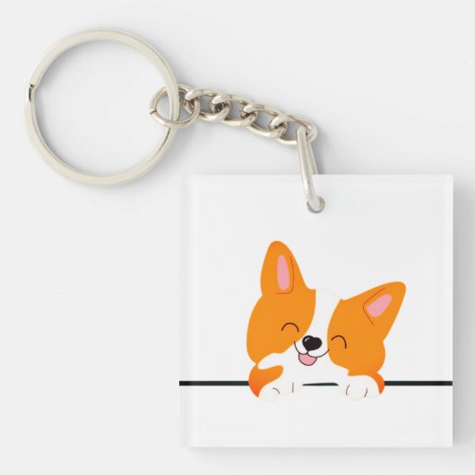 コーギー, 子犬, ペット キーホルダー (正面)