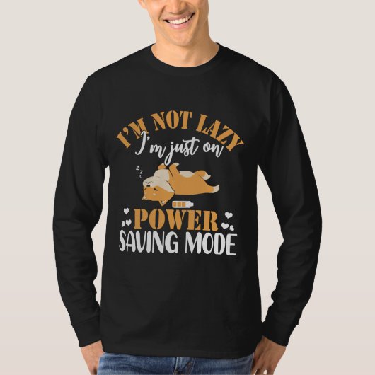 コーギー 怠け者な寝犬 ユーモア Tシャツ (正面)