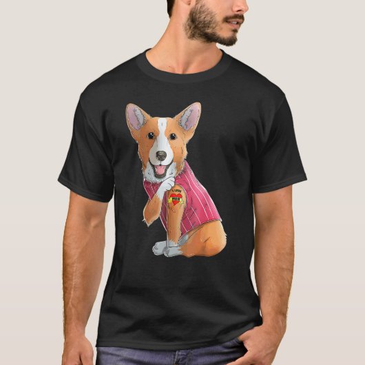 コーギー 愛してる ママ タトゥー 犬 母の日 Tシャツ (正面)