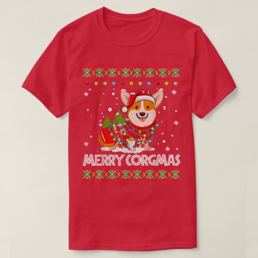 コーギー 犬 メリーコーグマス サンタコーギー クリスマス Tシャツ (デザイン正面)