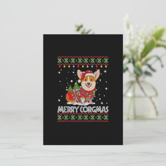 コーギー 犬 メリーコーグマス サンタ帽 犬 クリスマスパジャマ 招待状 (スタンド正面)