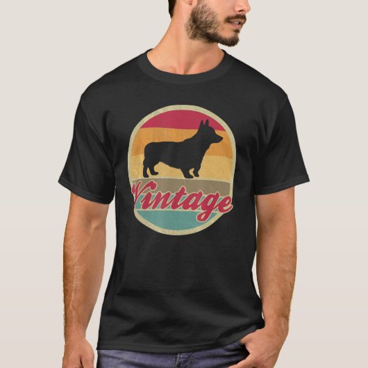 コーギー 犬 レトロ 70年代 80年代スタイル メンズ レディース ペ Tシャツ (正面)