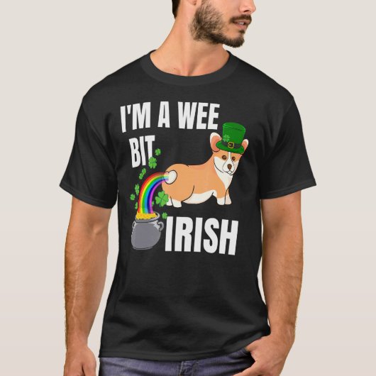 コーギー 聖パトリックの日 私はちょっとアイルランド人 Tシャツ (正面)