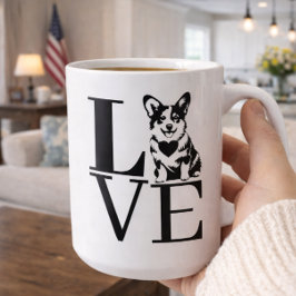 コーギーLOVE 愛をこめて コーギー愛好家 犬ママ ペットオーナー 遊び心あふれる コーヒーマグカップ